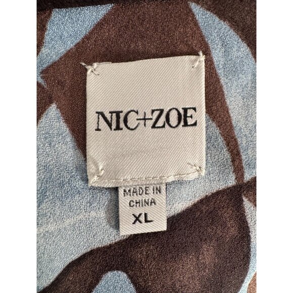 Nic+Zoe Swirling Sky Top Style F221632 Blue & Brown Abstract Print Blouse XL 100 - Picture 12 of 16